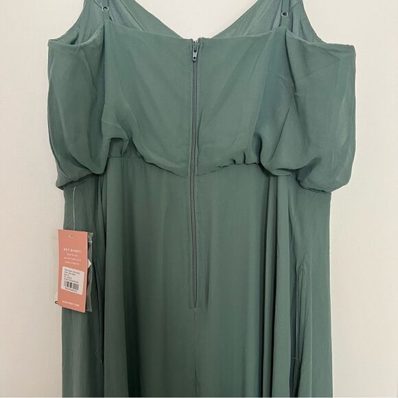NEW Birdy Grey Gwennie Chiffon Bridesmaid Maxi Dress Sea Glass w/Slit Size XL - Picture 6 of 7